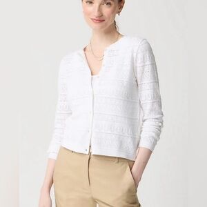 J.Crew Pointelle cardigan sweater in white